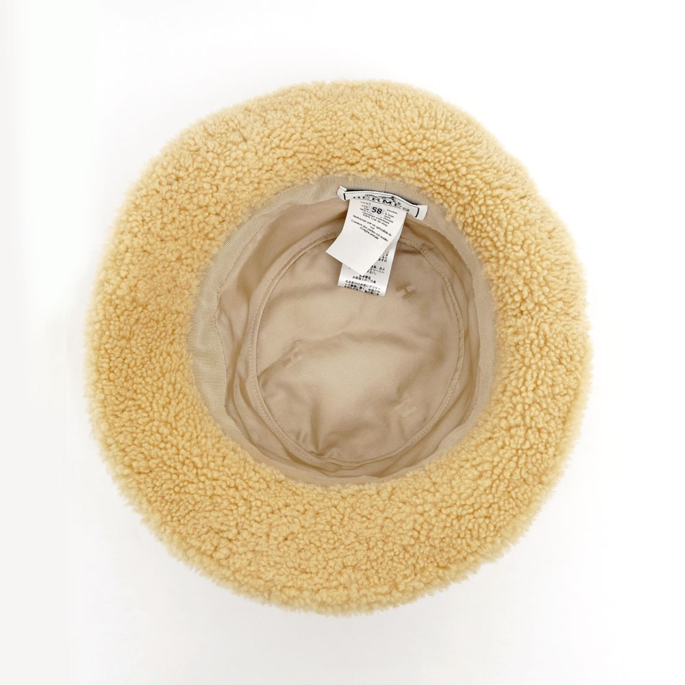 名東】【HERMES】エルメス フォーブ ムートン バケットハット 帽子
