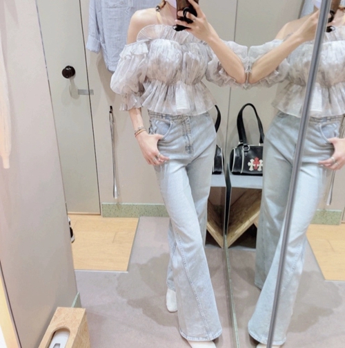 SNIDEL / スナイデル同型 Sustainableギャザーオフショルブラウス