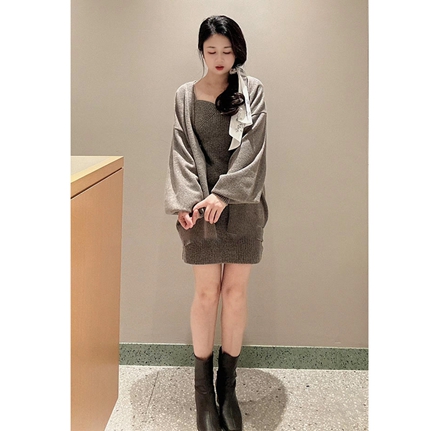 SNIDEL / スナイデル ビッグカーデ＆ミニニットワンピースセット