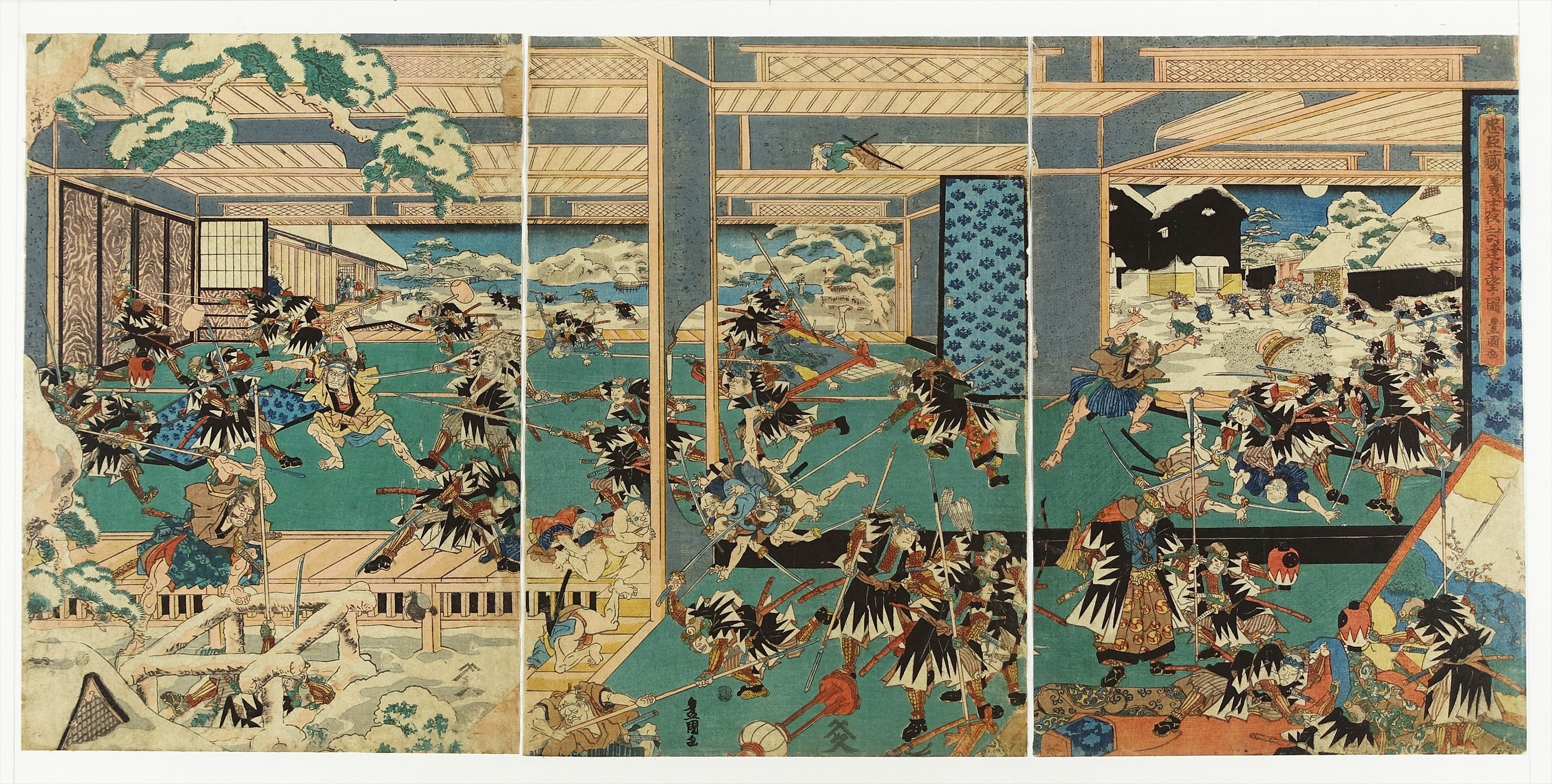 忠臣蔵義士夜討達本望ノ図 三枚続 | 山星書店 浮世絵 Yamaboshi-Shoten