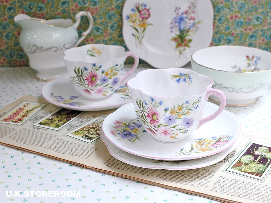 UKストアルーム SH068 Shelley シェリー ワイルドフラワー ティートリオA