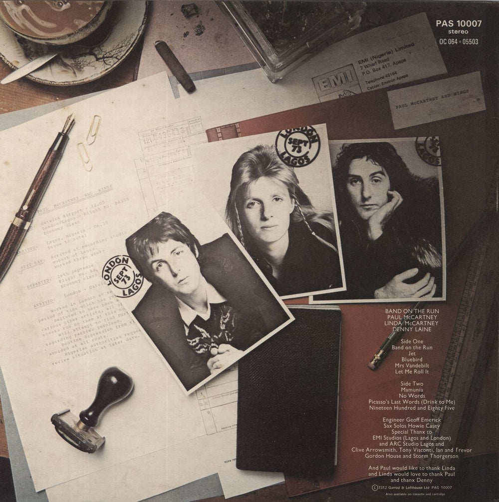 Paul McCartney and Wings Band On The Run - 1st - Complete - EX UK