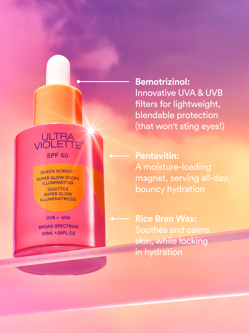 Queen Screen SPF 50+ Super Glow Drops - Illuminating 30ml | Glowy