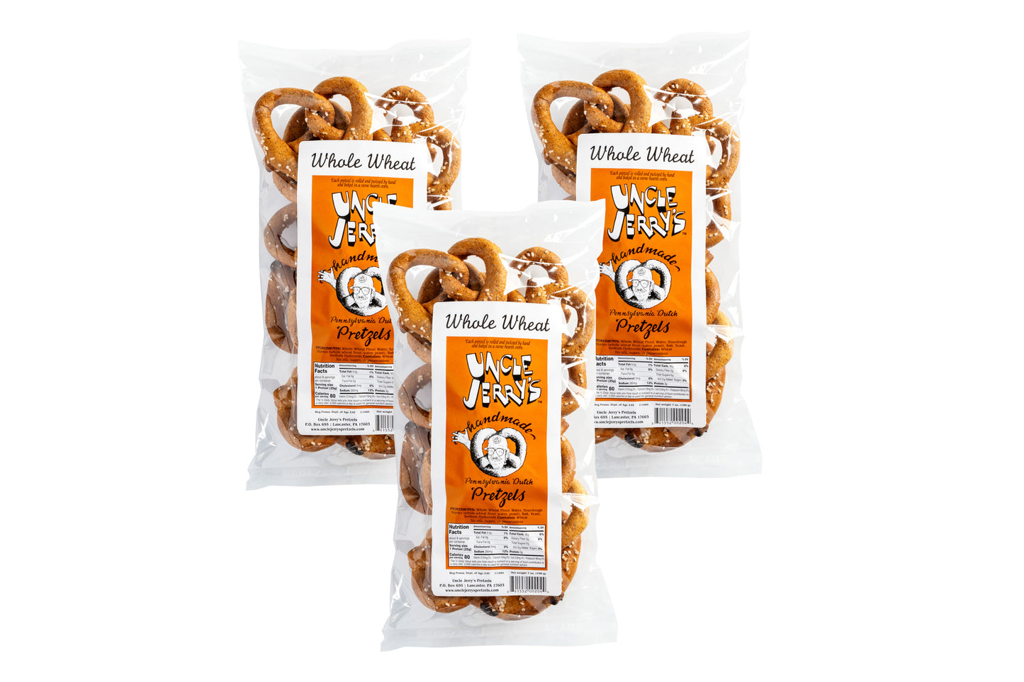 Whole Wheat Regular Salt Pretzels | 7oz Bags | Uncle Jerry's Pretzels