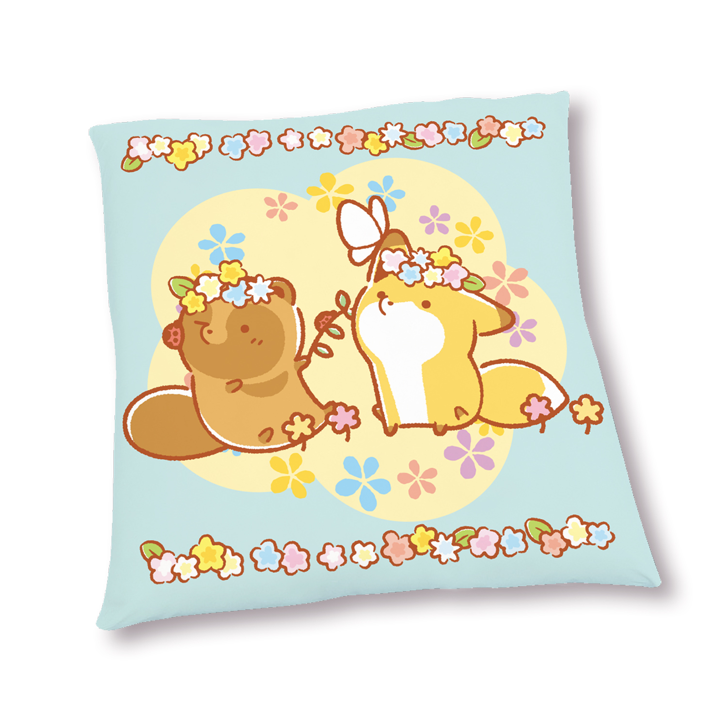 タヌキとキツネ』スクエアクッション|ユニオンクリエイティブ