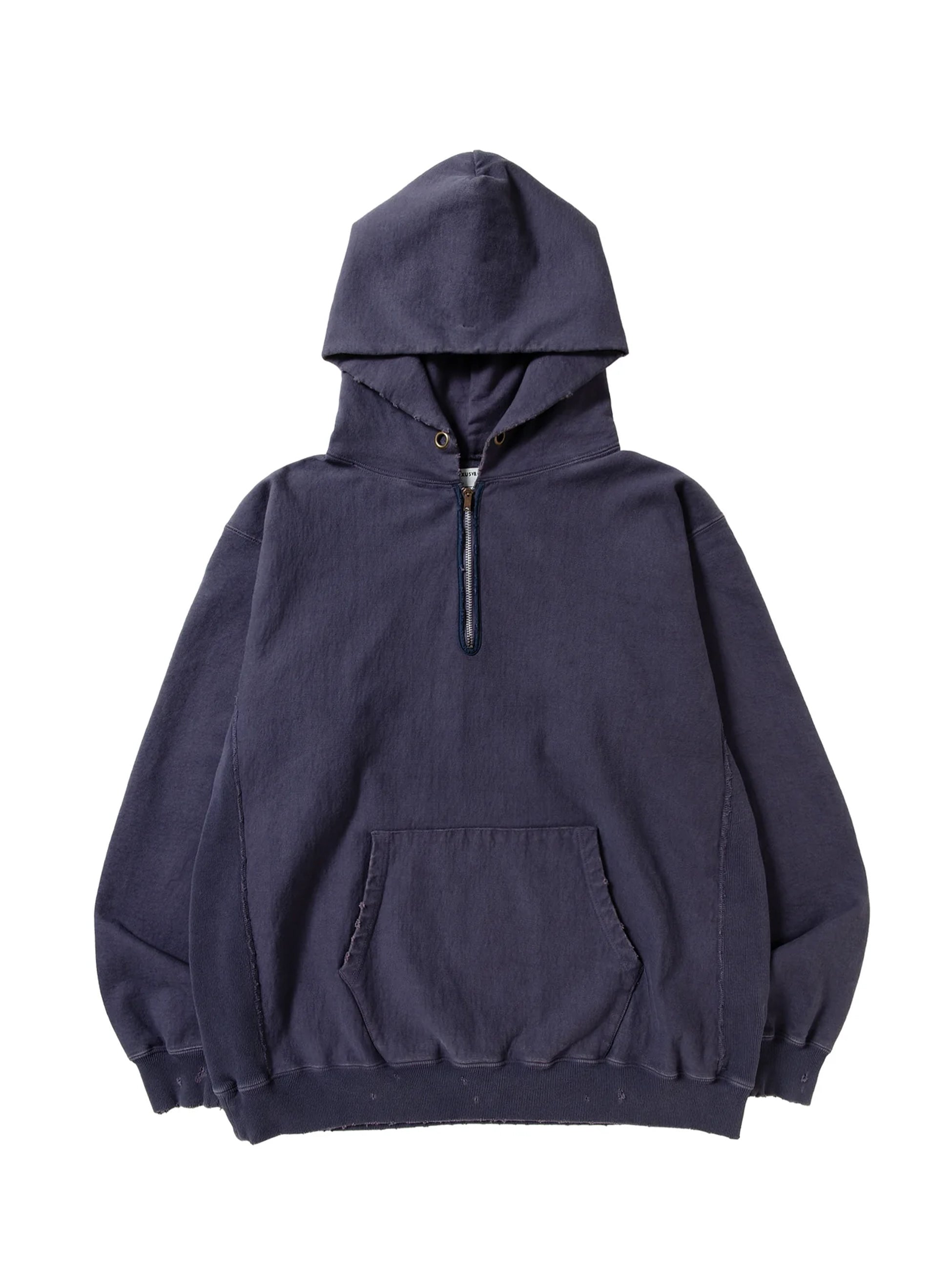 NEXUS Ⅶ -ネクサスセブン】DAMAGED HALF ZIP HOODY / FADE NAVY