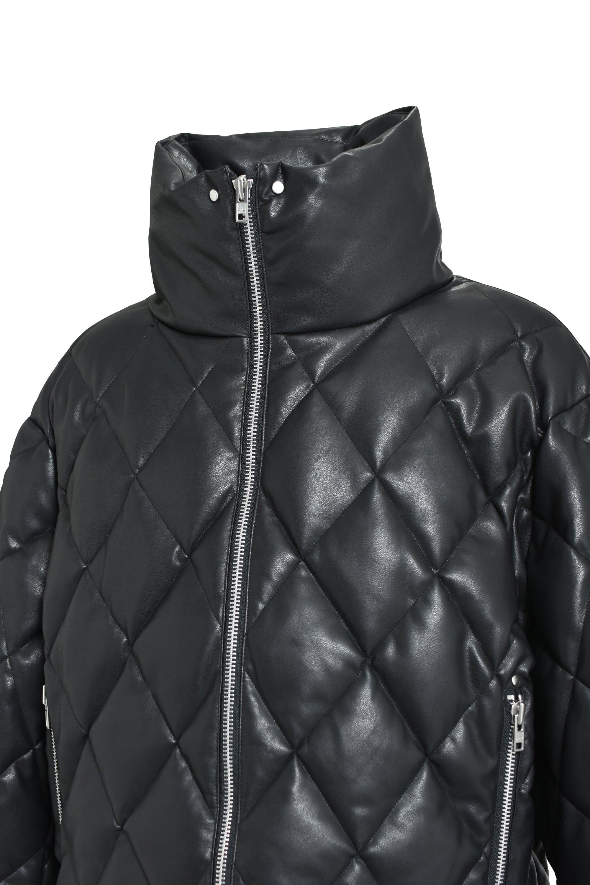 BREATH - ブレス】 FAUX LEATHER QUILTING DOWN JACKET / BLACK