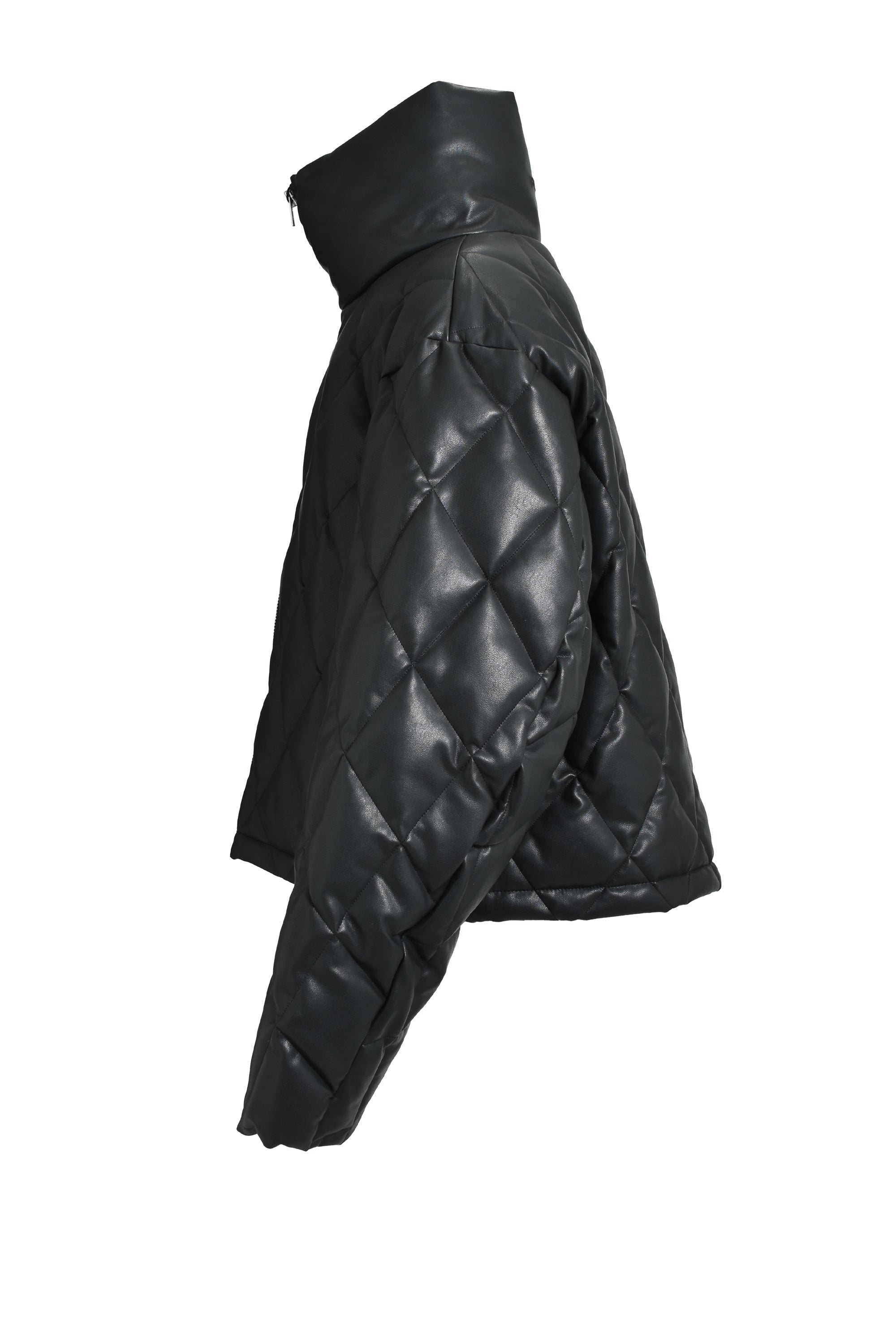 BREATH - ブレス】 FAUX LEATHER QUILTING DOWN JACKET / BLACK