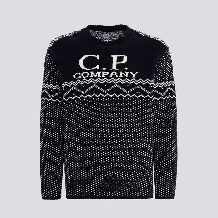 C.Pカンパニー 15CMKN063A Chenille Cotton Jacquard Knit クルー