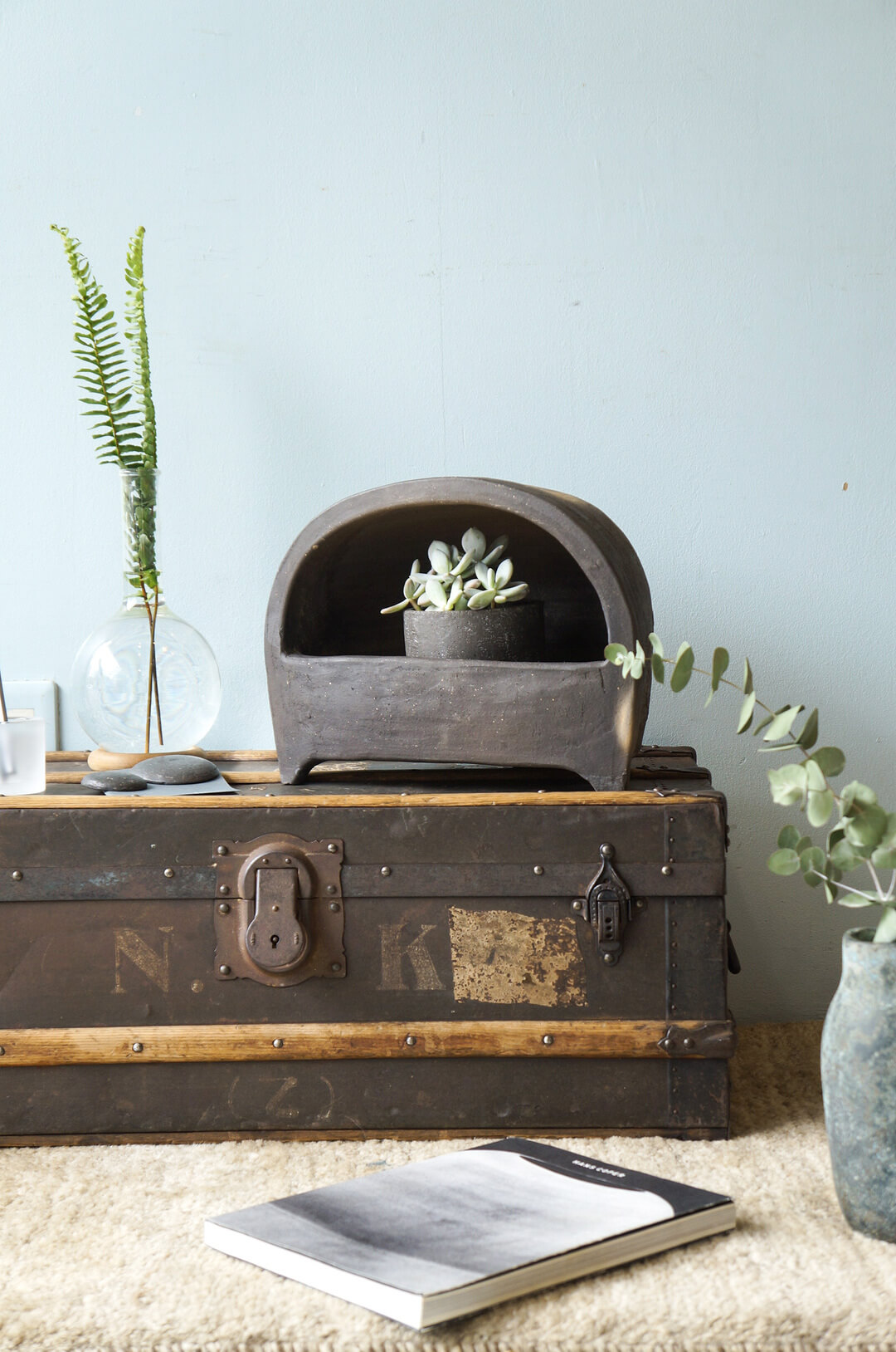 猫行火 火鉢 レトロ 大正時代 古道具 インテリア/Japanese Vintatge