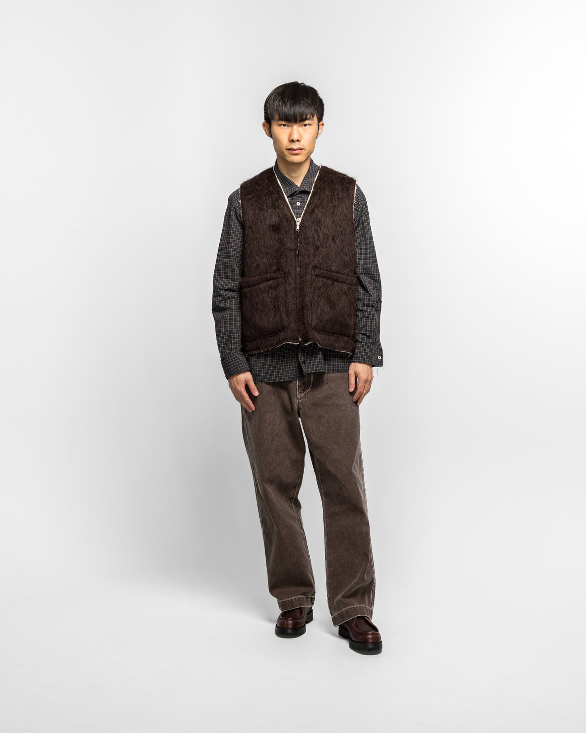 Camiel Fortgens - Zip Vest - Brown Hairy Wool | UP THERE