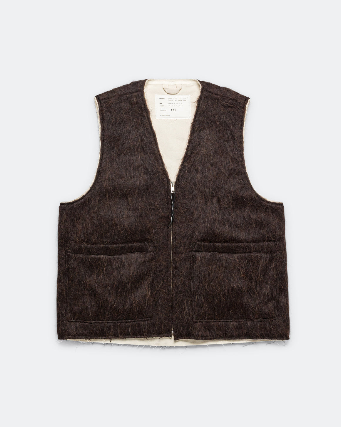 Camiel Fortgens - Zip Vest - Brown Hairy Wool | UP THERE