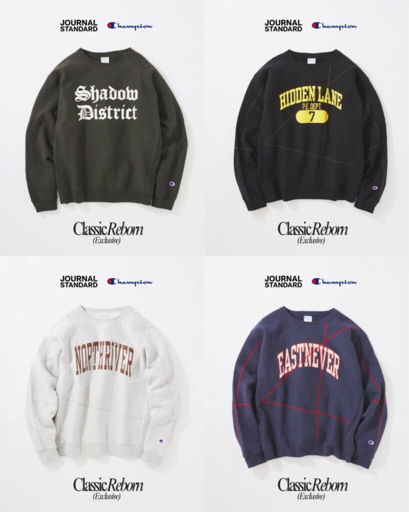 Champion x JOURNAL STANDARD 別注 ステッチプリントスウェットが国内