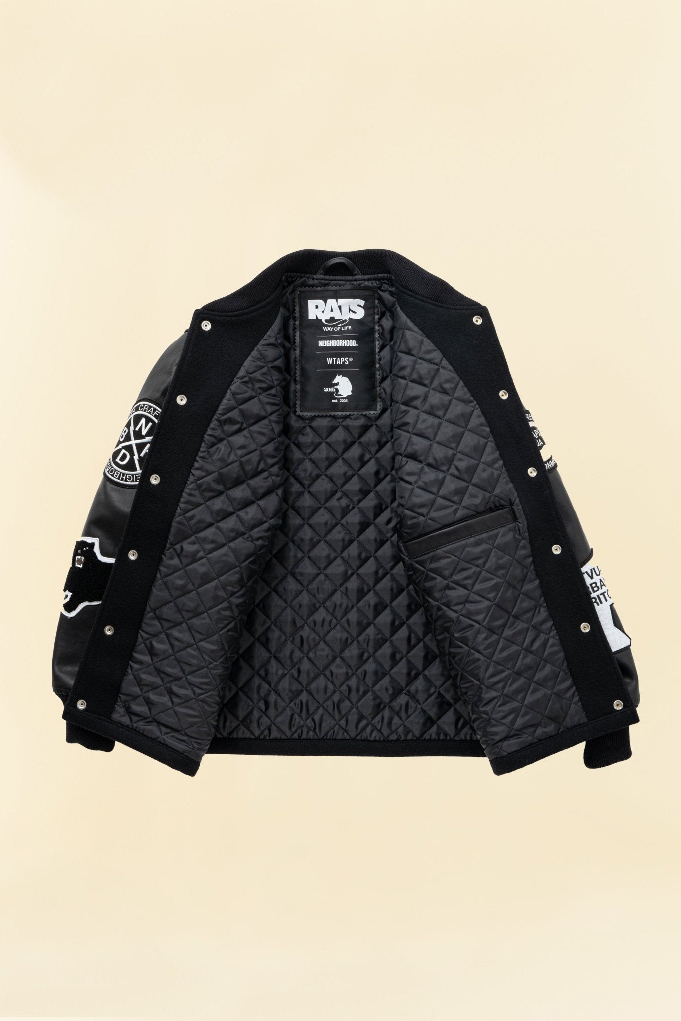 Rats x Neighborhood x WTAPS Melton / Leather Varsity Jacket – URAHARA