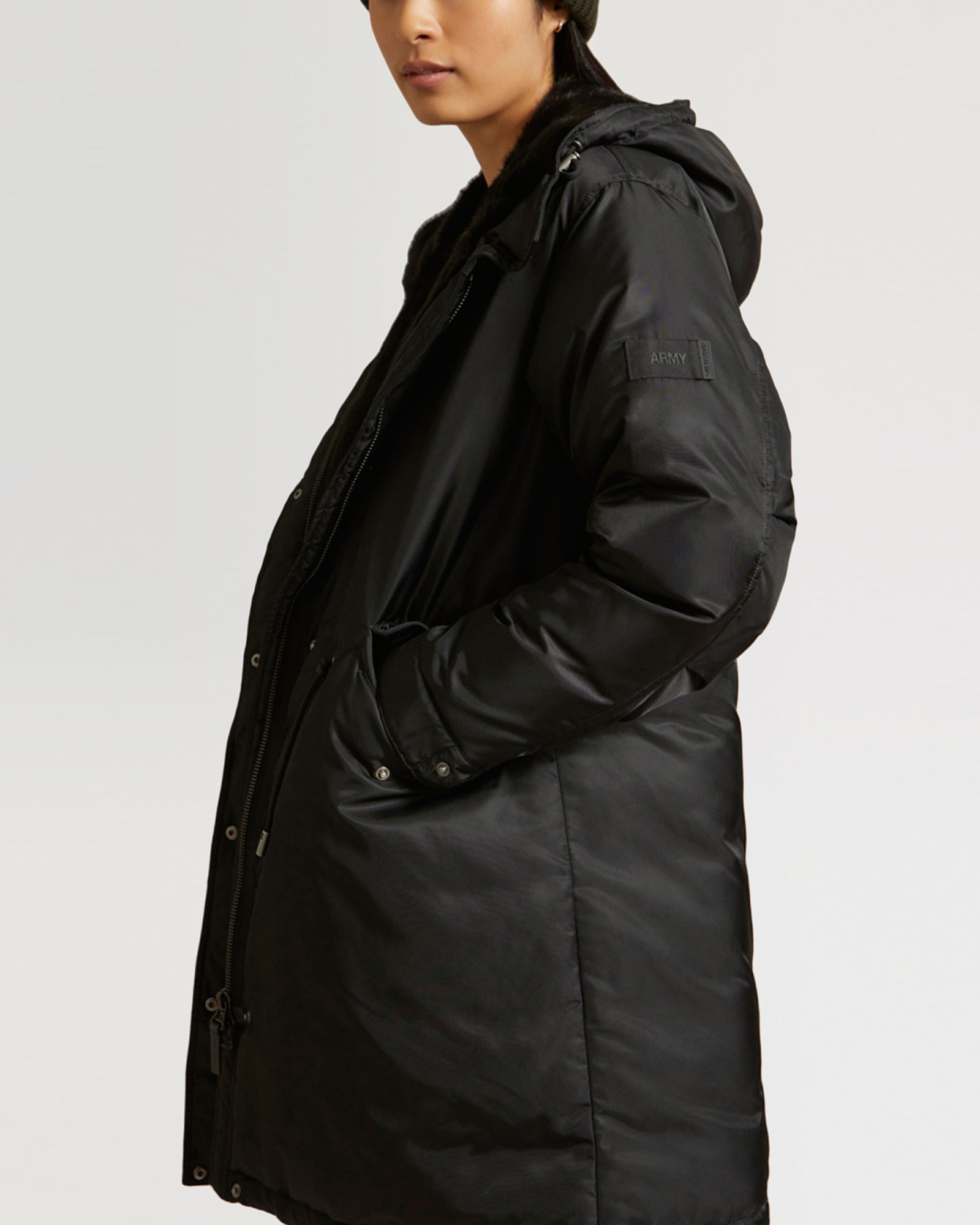 Long parka with mink fur trim - black - Winter sale – Yves Salomon US