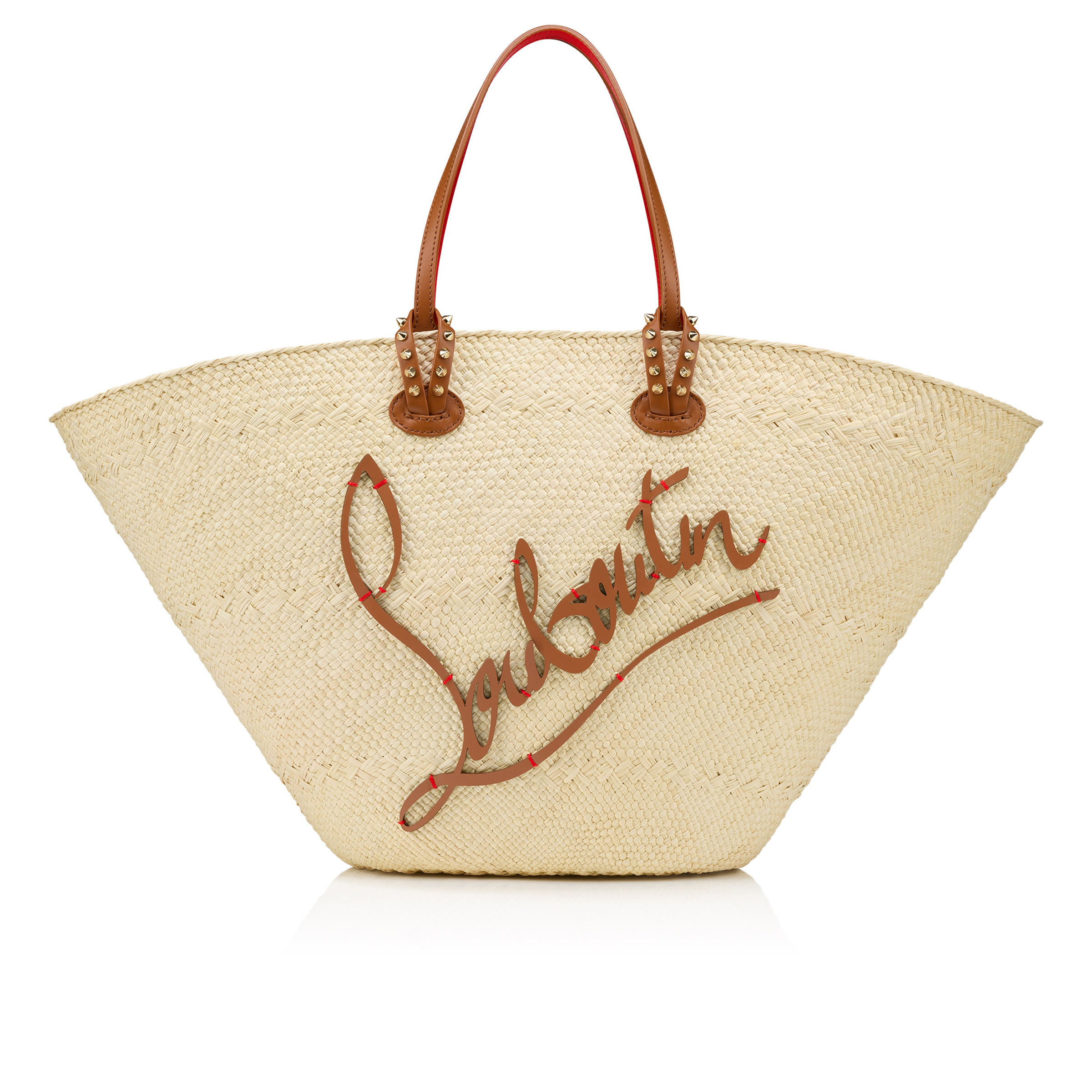 Cabata large - Tote bag - Raffia and calf leather - Natural