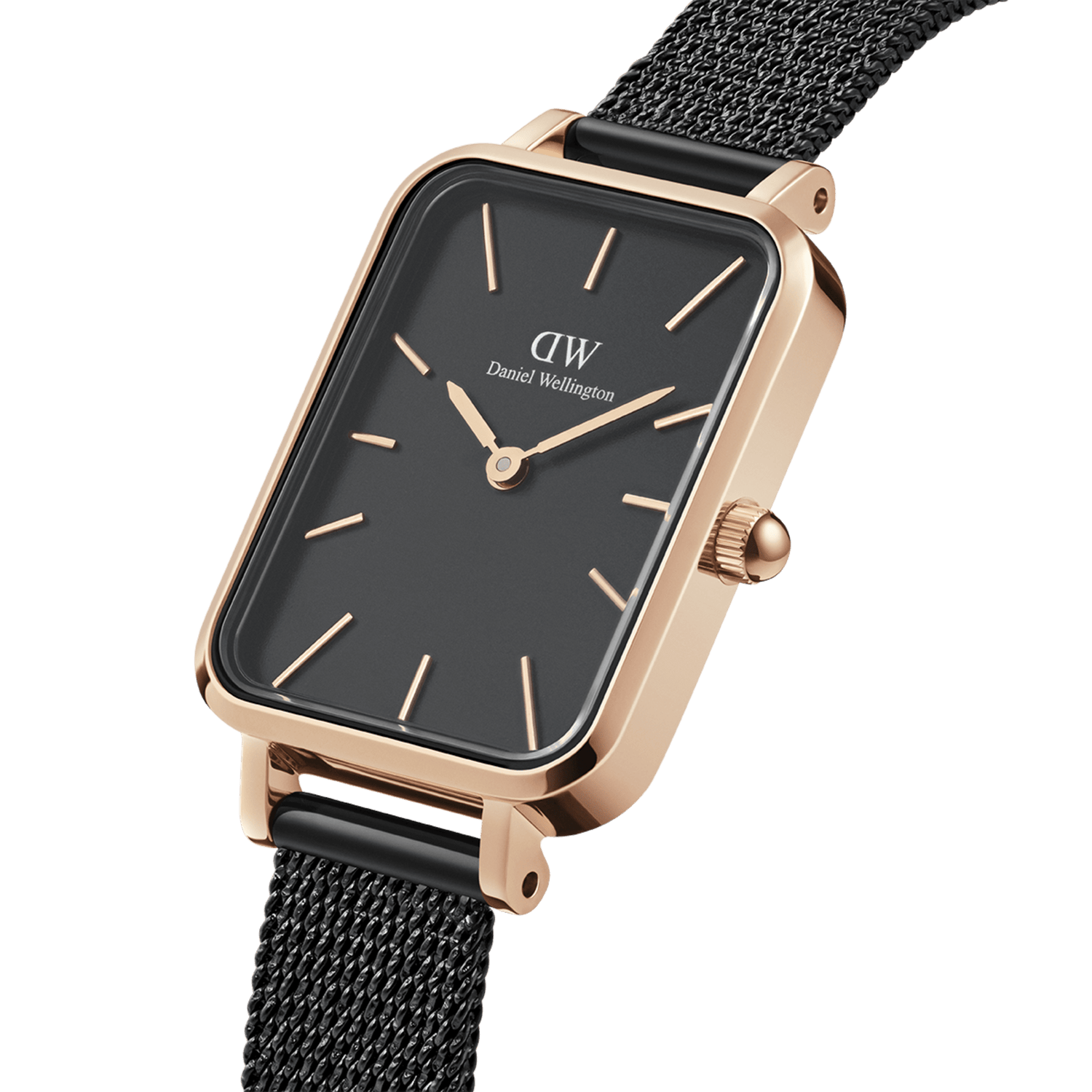 Quadro - Square black women's watch with rose gold | DW
