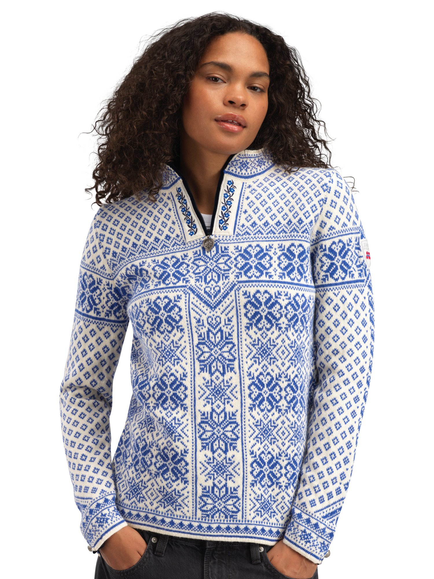 Peace Fem Sweater Ultramarine Offwhite - Dale of Norway