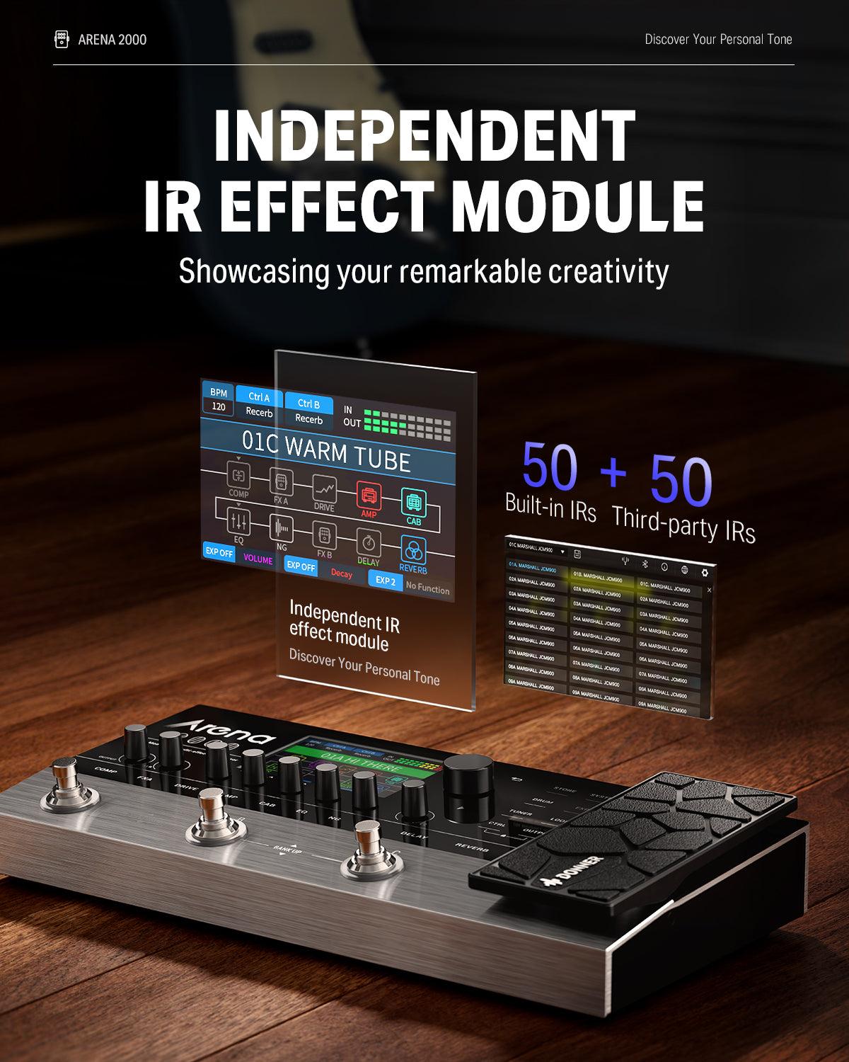 Arena 2000 Multi-Effect Guitar Pedal AMP Modeling Processor Donner