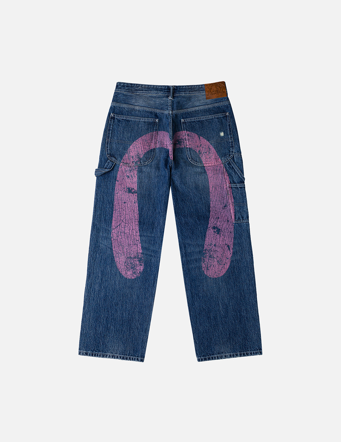 Washed and Distressed Daicock Print Relax Fit Jeans – EVISU