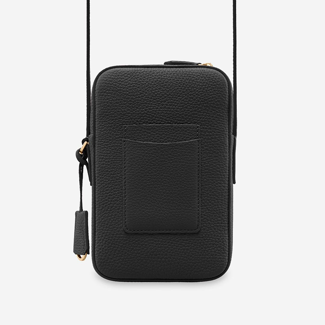 The Zipped Phone Pouch - Black Caviar – MAISON de SABRÉ