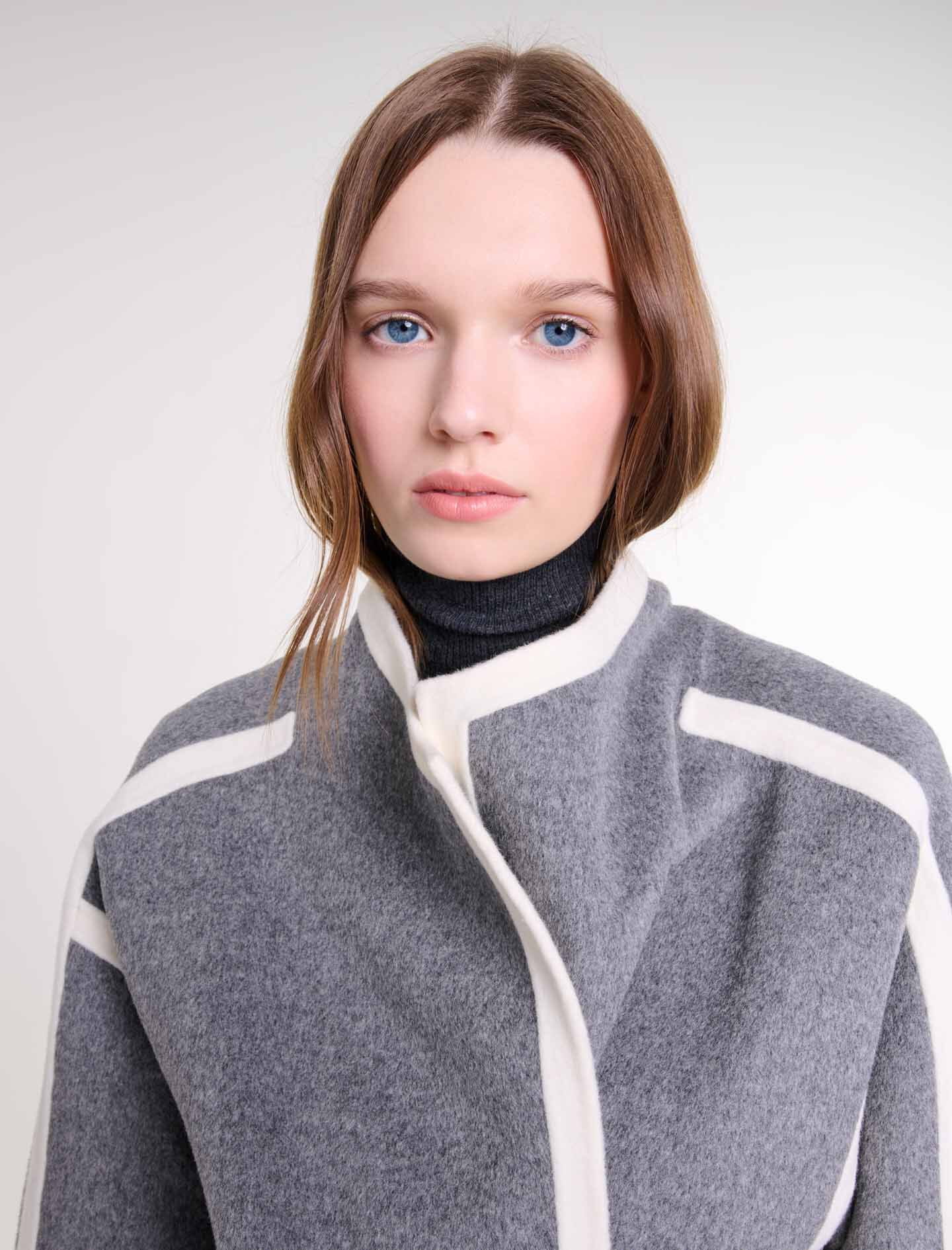 Short two-tone coat Black / Gray For Women | Maje