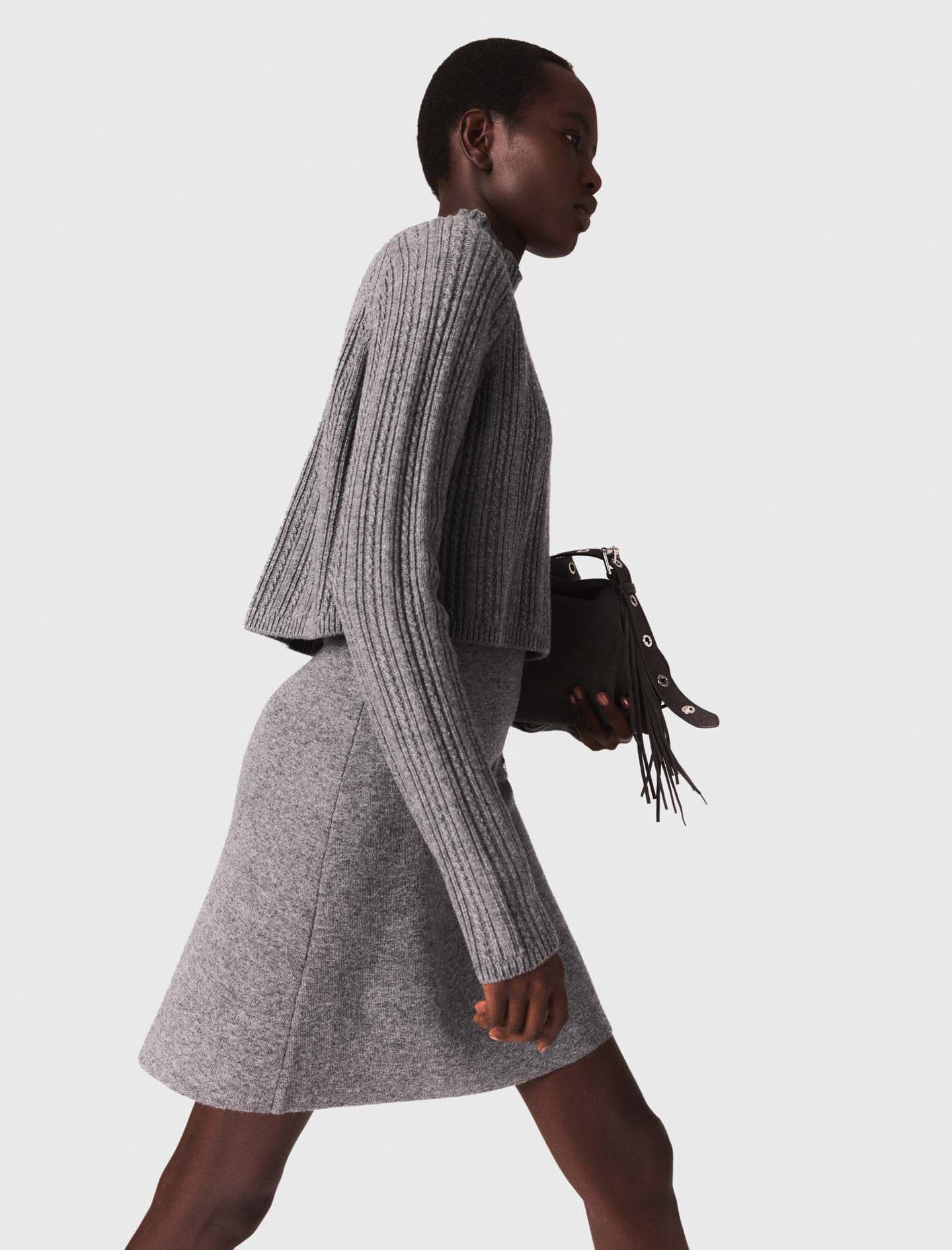 2-in-1 knit mini dress Black / Gray For Women | Maje