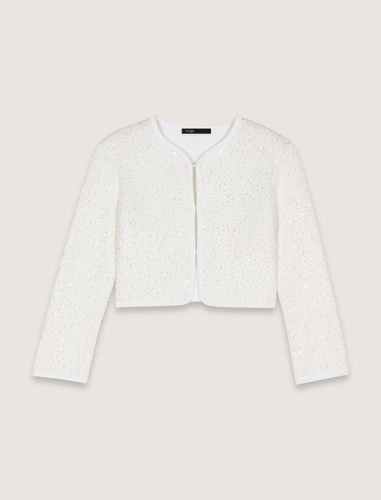 Cropped cardigan with rhinestones White For Women | Maje