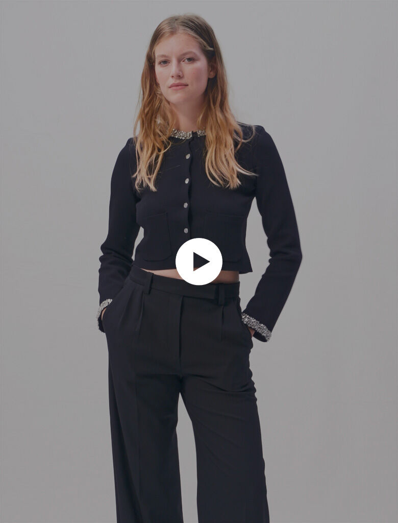 Cardigan with rhinestone trim