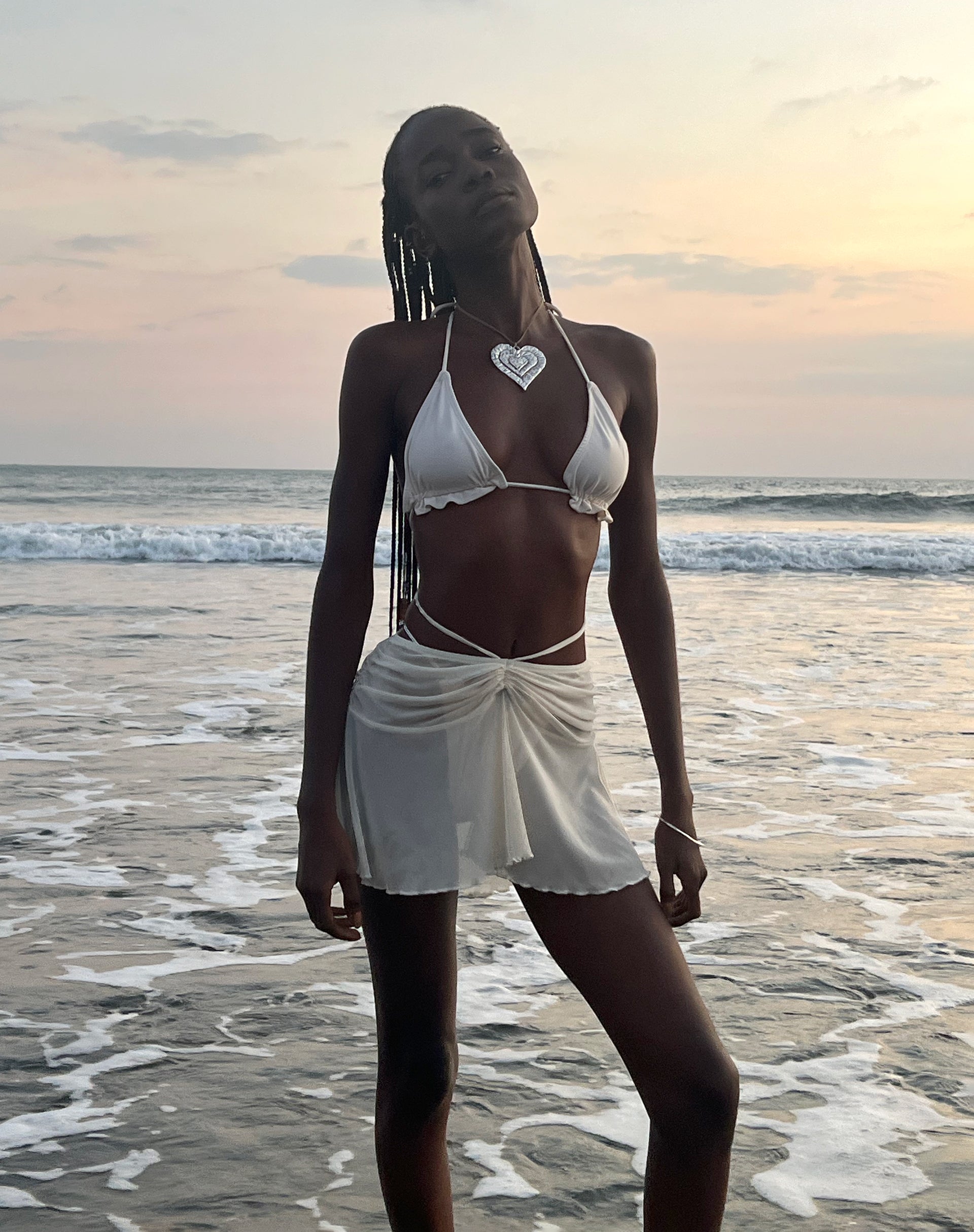 Mesh Cream Frill Mini Swim Skirt | Rudra – motelrocks-com-us