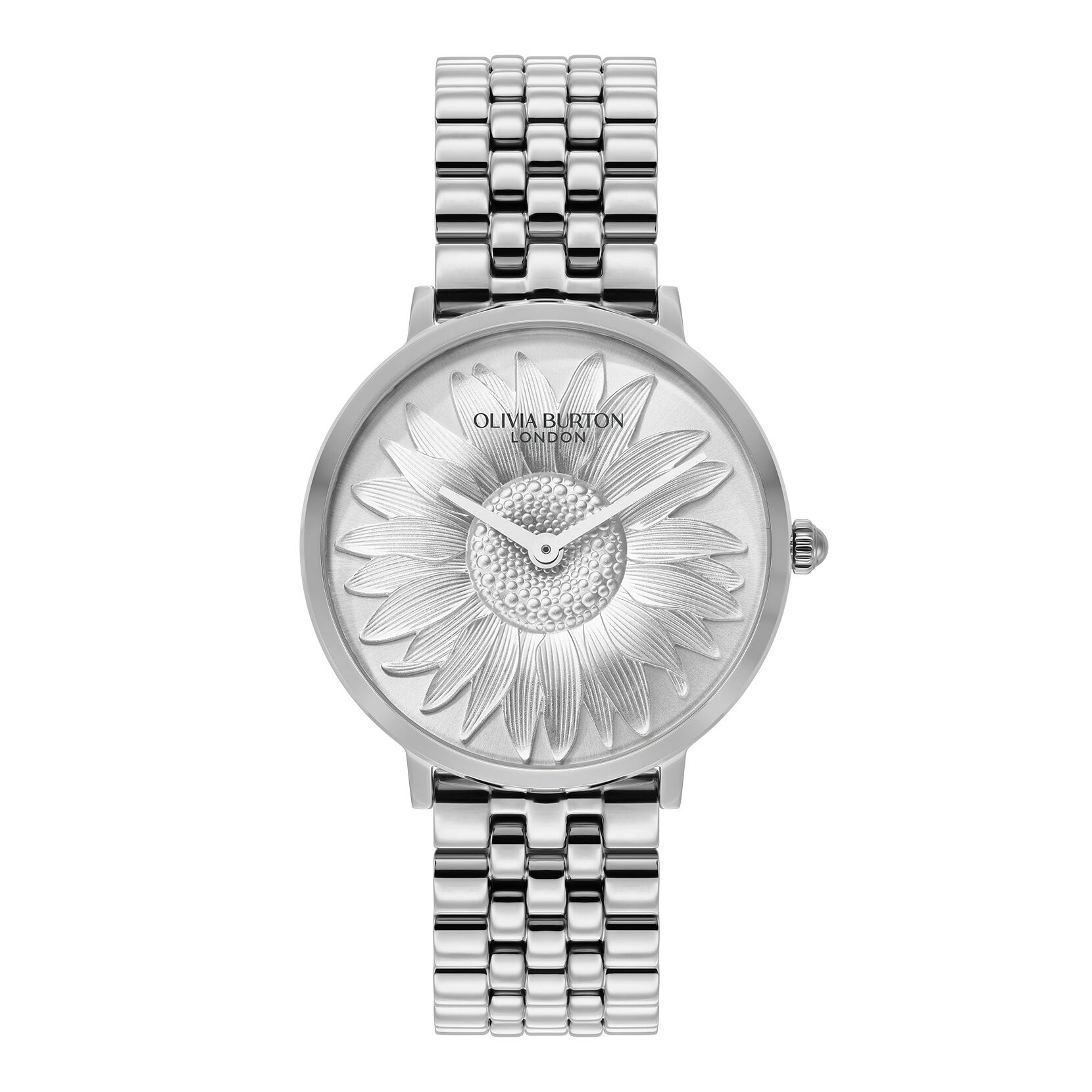 Signature 36mm Sunflower Silver Bracelet Watch | Olivia Burton London