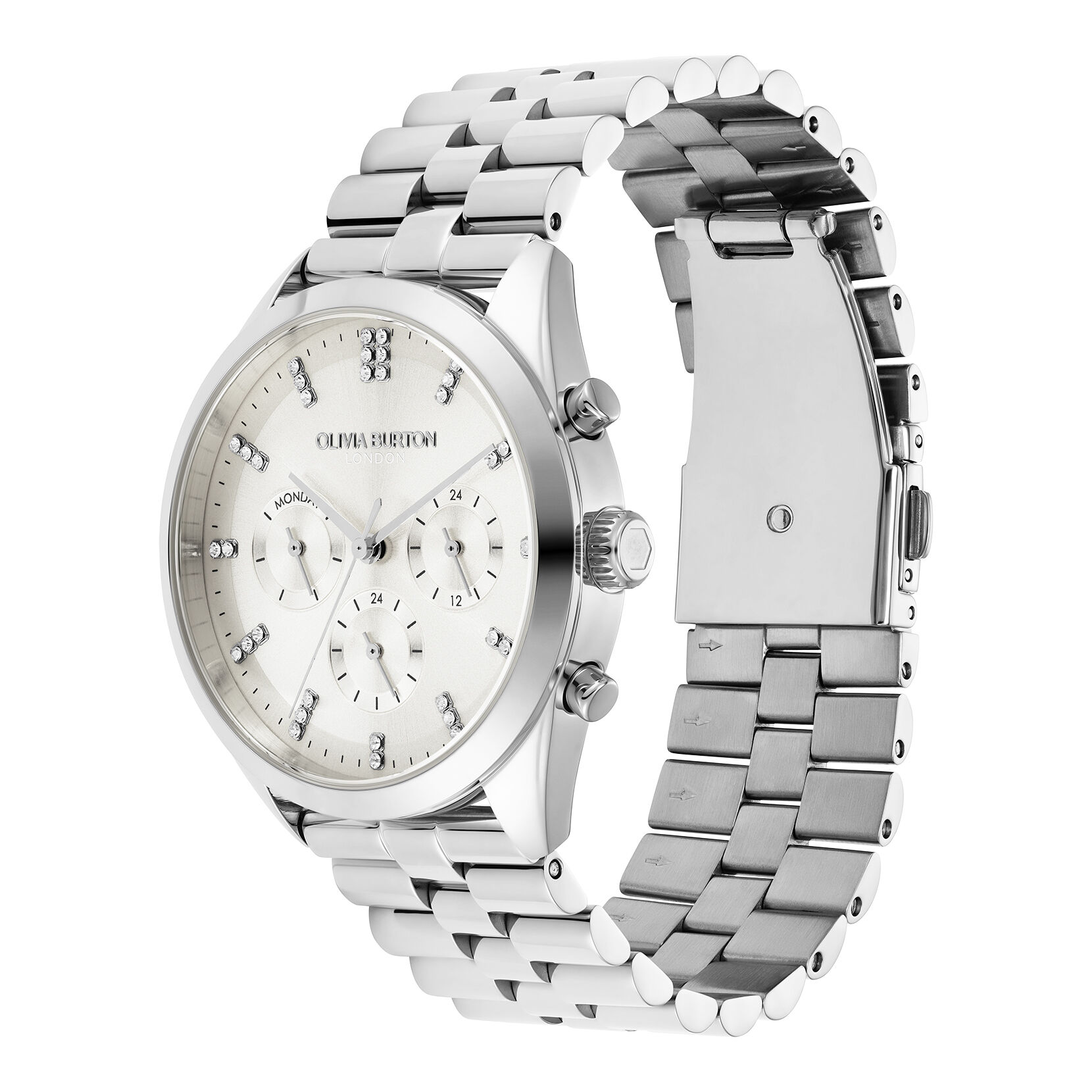 Sports Luxe 38mm City Classic Multifunction Silver Bracelet Watch