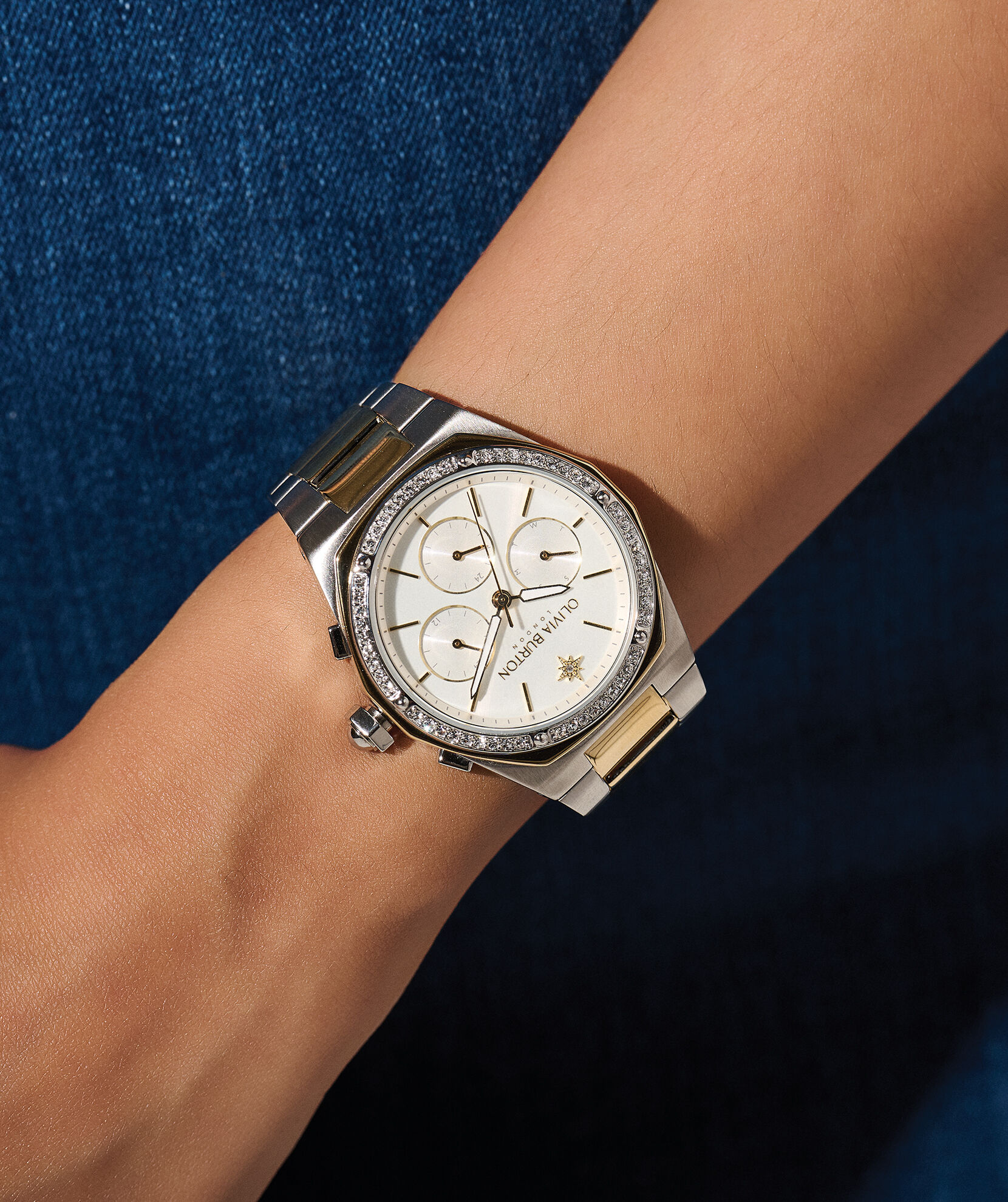 Sports Luxe 38mm Hexa Multi-Function White & Two Tone Bracelet