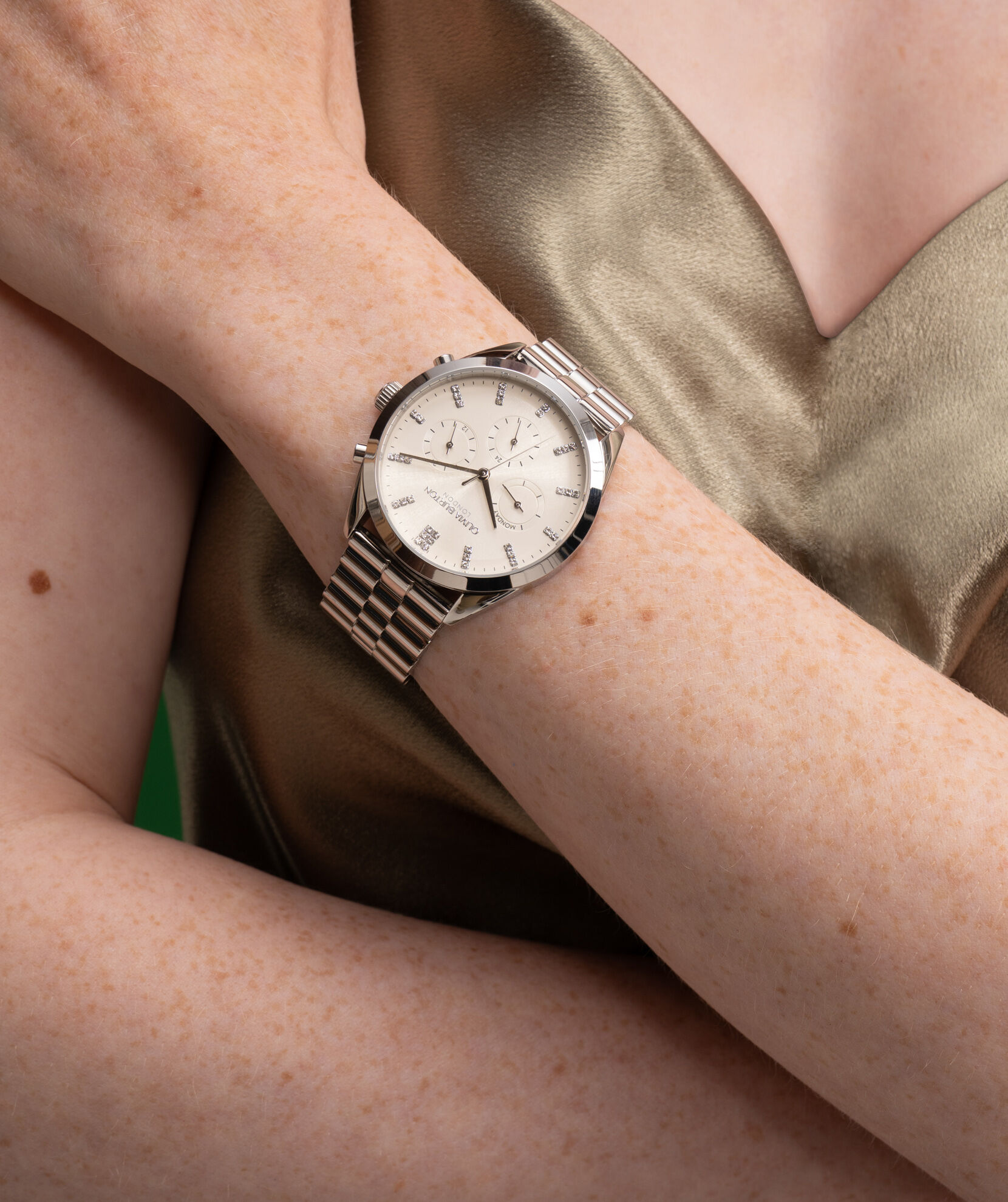 Sports Luxe 38mm City Classic Multifunction Silver Bracelet Watch