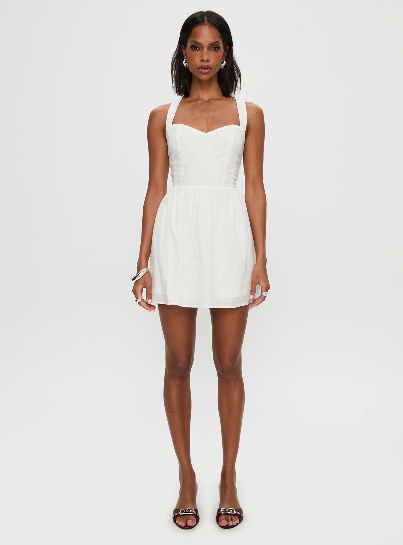 Zolena Halter Mini Dress White | Princess Polly