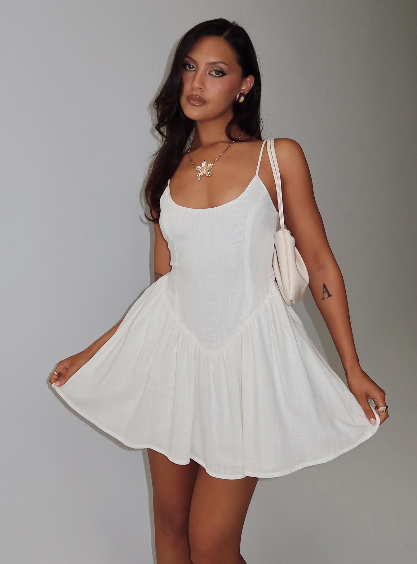 Angel Wings Tie Up Mini Dress White | Princess Polly