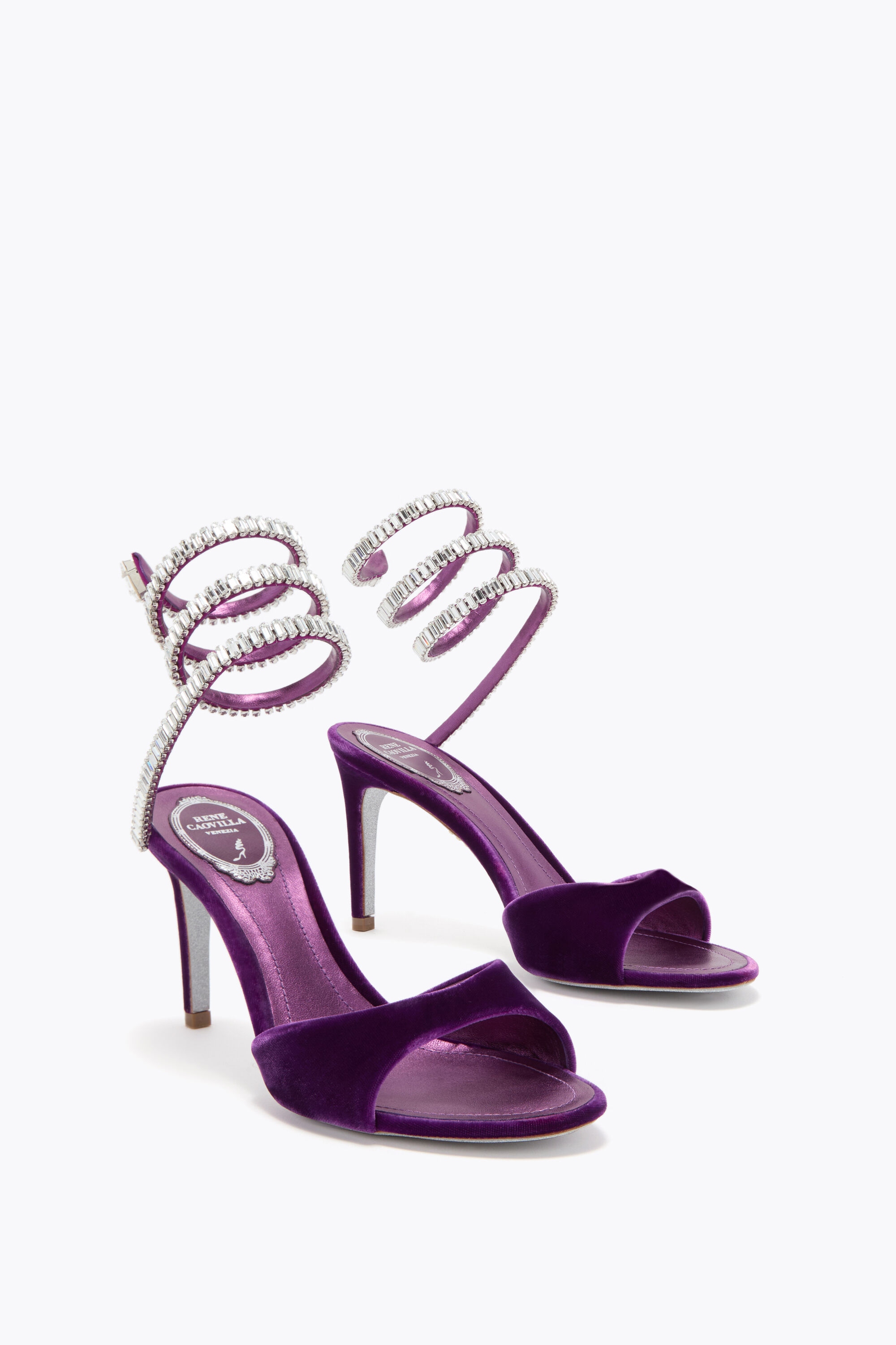 RENE CAOVILLA SPARK SANDAL IN PORPORA VELVET – Shoes Post
