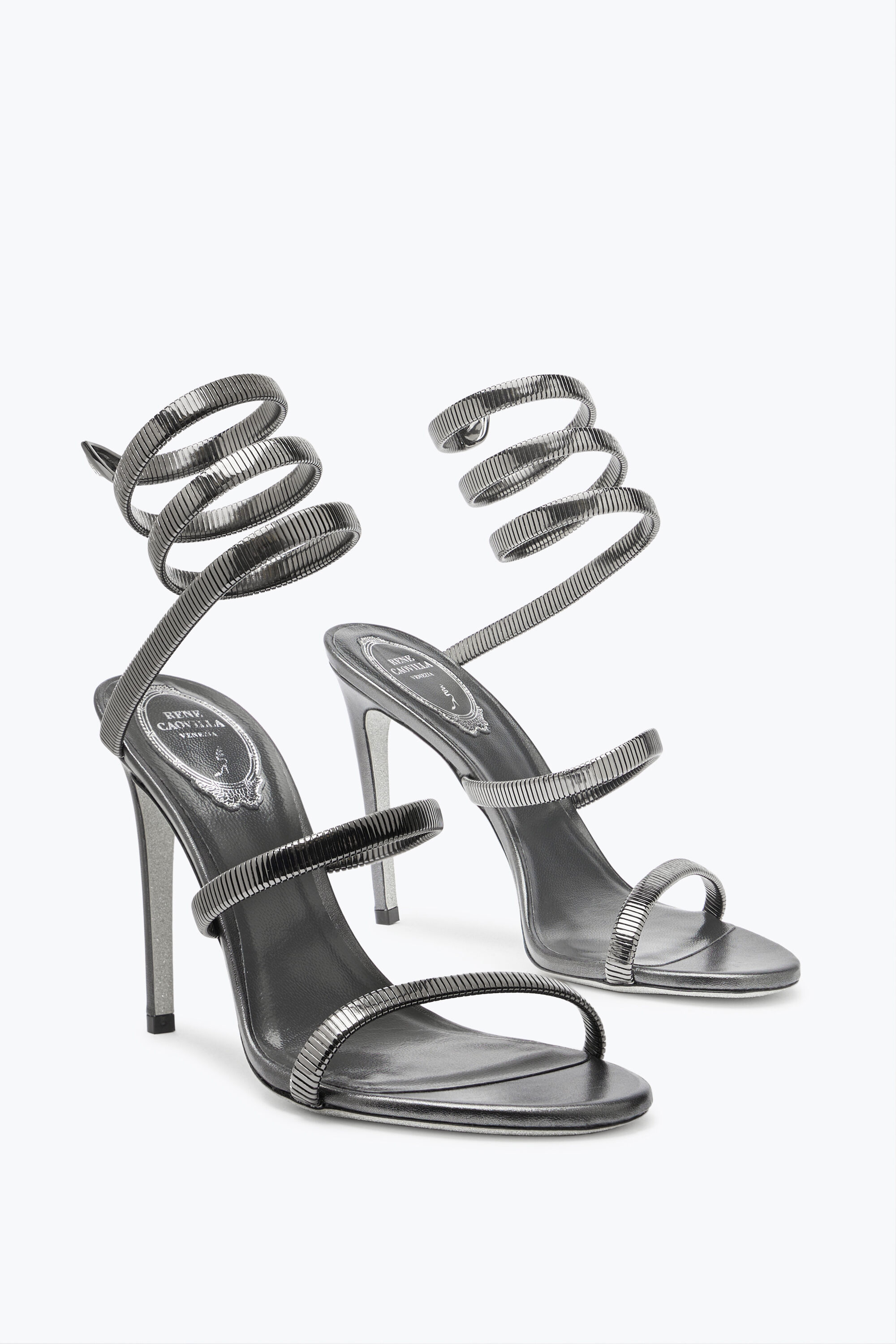 Jeweled JUNIPER GUNMETAL SANDAL 105 | Rene Caovilla®