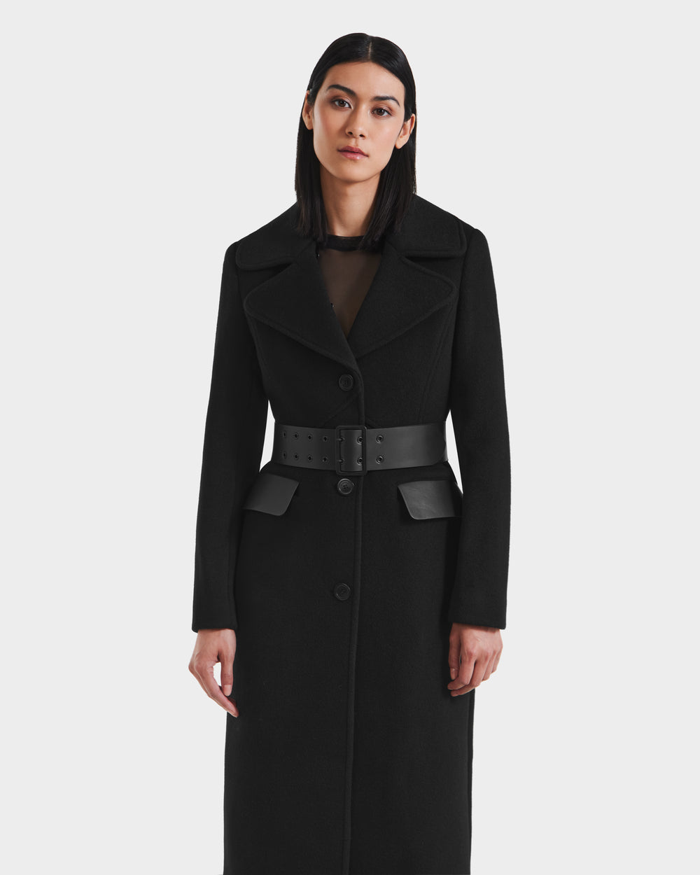 RUDSAK MANDY Women's Wool Coat | Faux Fur Collar & Tailored Fit