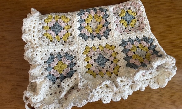 手編みブランケット☆コットン☆カラフル☆おひさまグラニースクエア