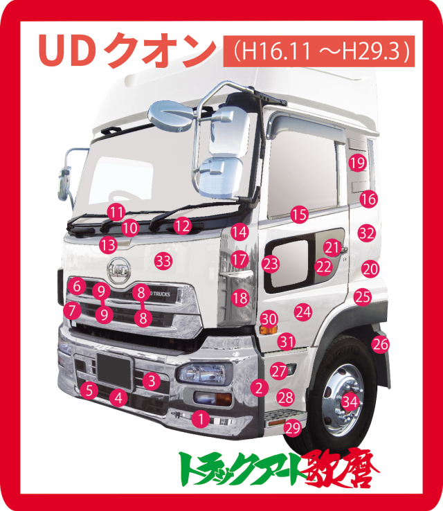 送料別途】フロントリッドグリル クオン（トラフィックアイ無し用）