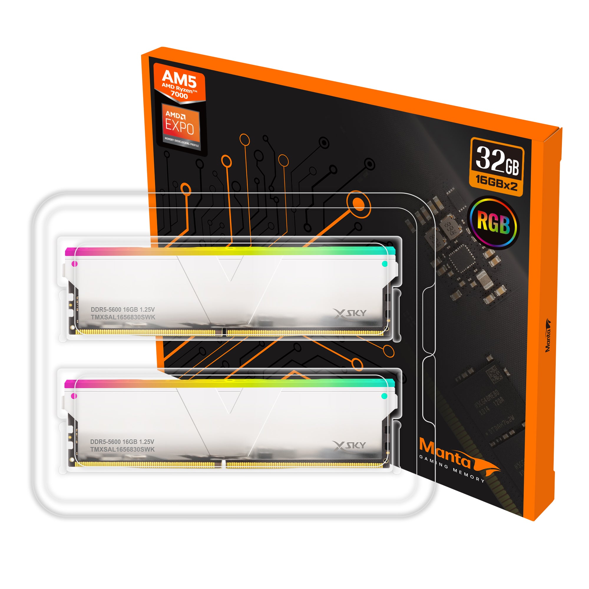 DDR5 | [Manta] XSky RGB | 32GB (16GBx2) | AMD エキスポ | ゲーム用