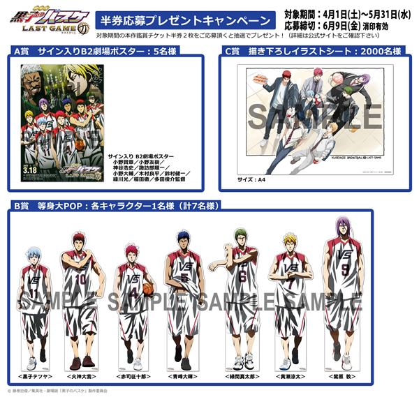 劇場版 黒子のバスケ LAST GAME』 半券応募プレゼントキャンペーン期間