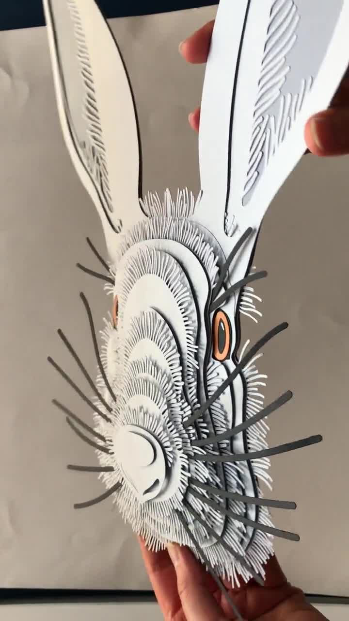 Rabbit, Hare Layered Paper Cutting Art, SVG Files for Cricut, DIY