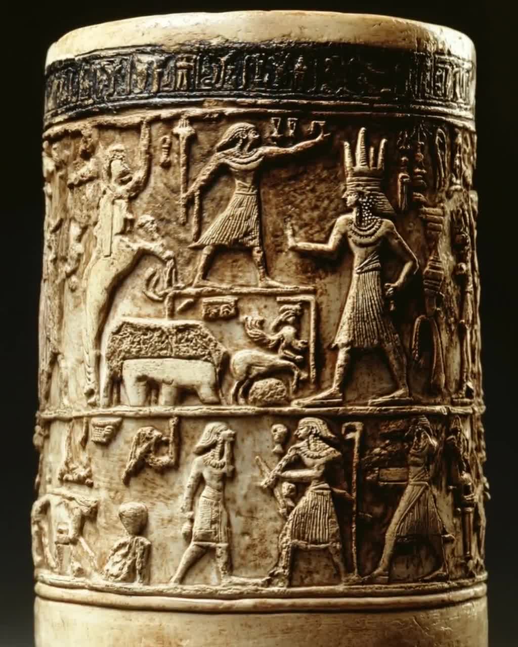 バビロニアの円筒印章アートプリント：古代メソポタミア神話の装飾