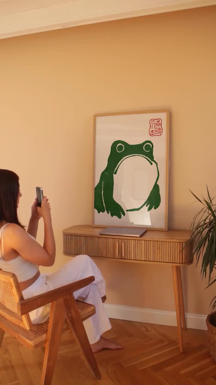 Japanese Green Frog Art Print - 1814 Kaeru Woodblock Artwork