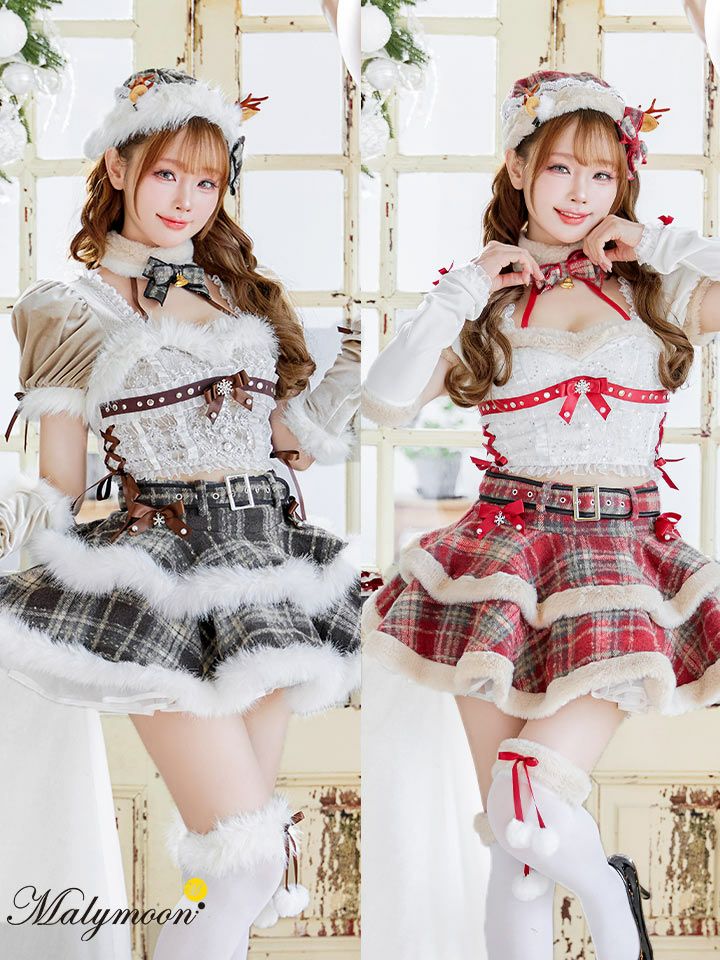 9点セット】Malymoon マリームーン フレンチチェックノエルトナカイ