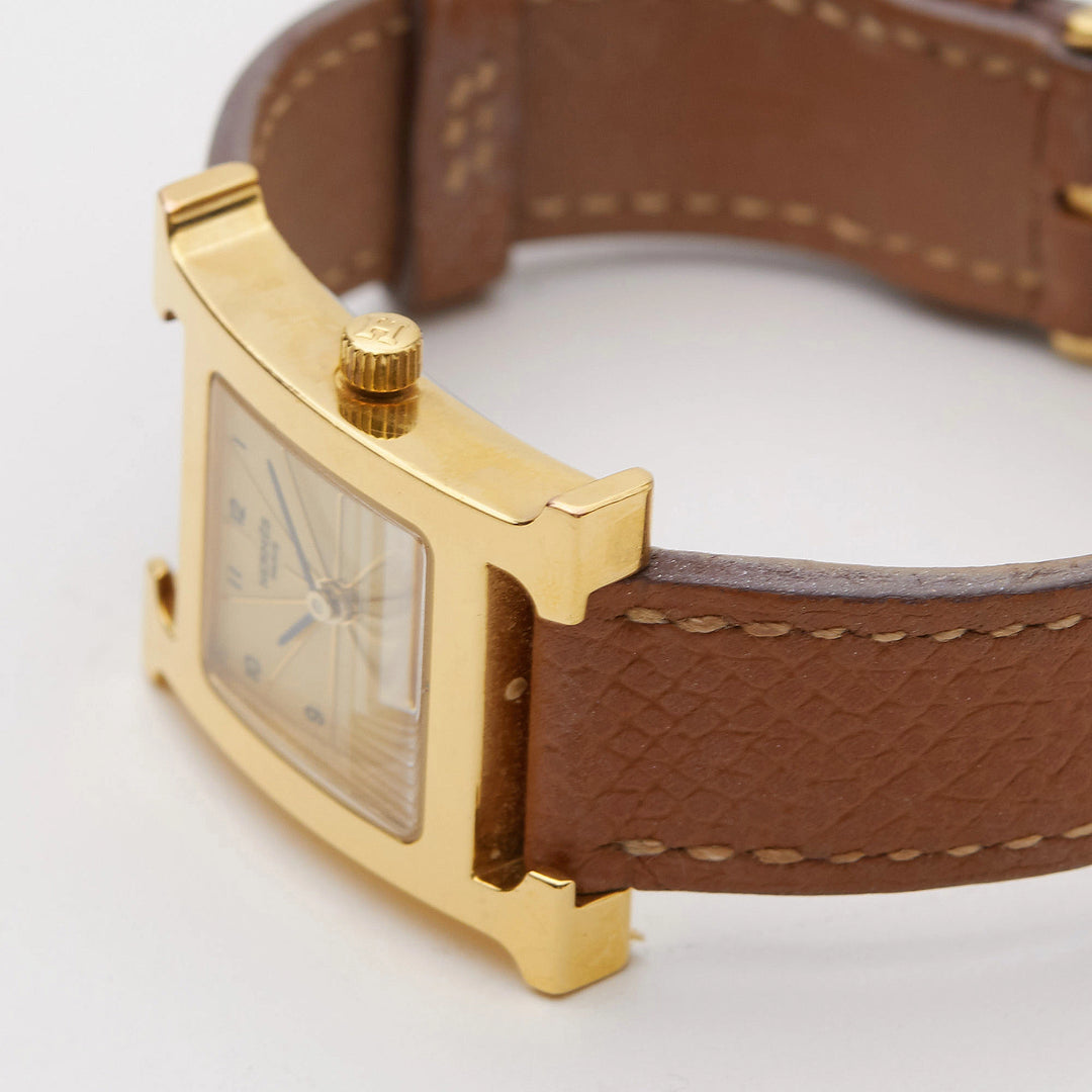 HERMES/エルメス】Hウォッチ ゴールド金具 革ベルト レディース腕時計