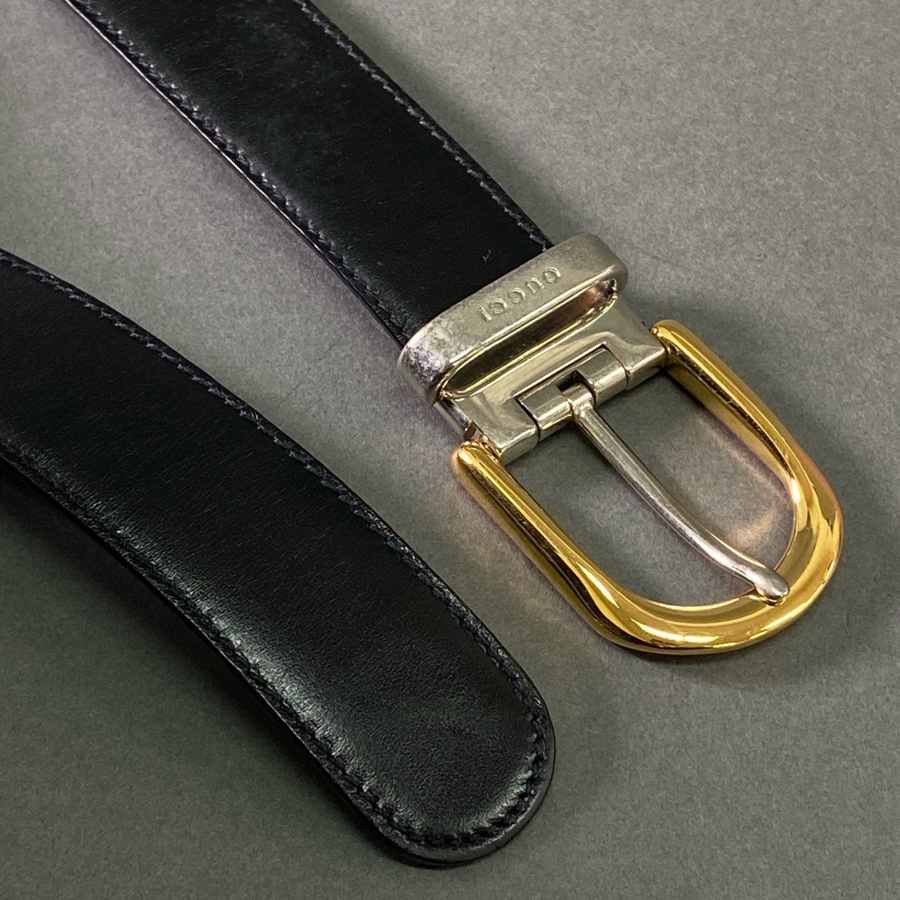 a17 GUCCI グッチ ピンバックル レザーベルト 75 30 ブラック ブラウン