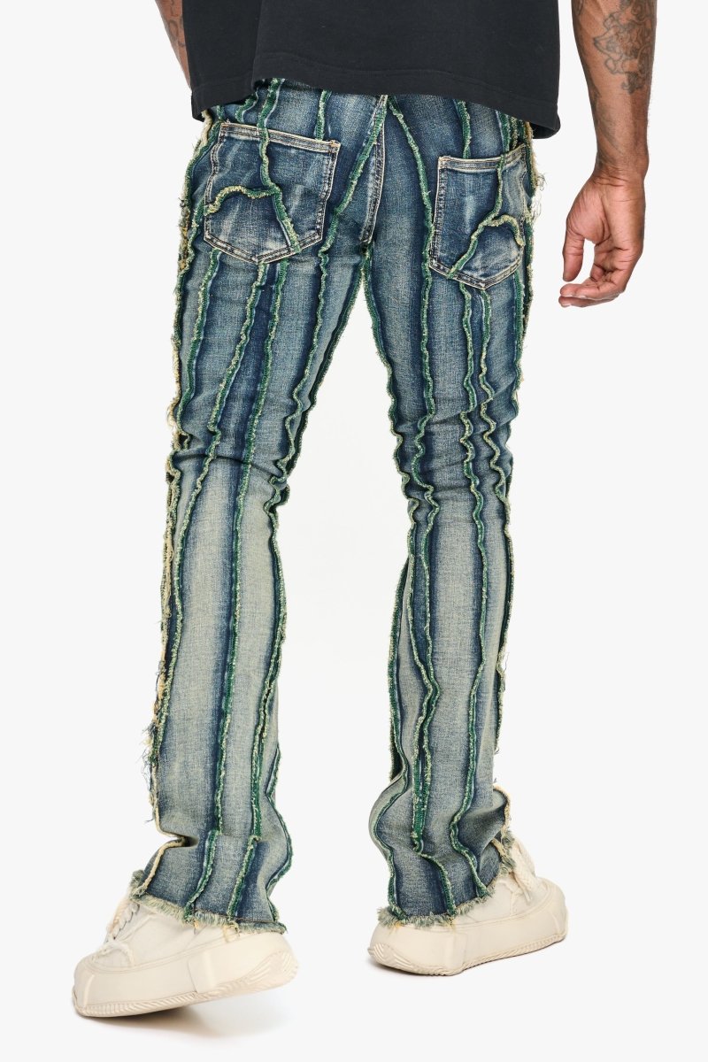Twisted Stacked Denim Blue Green wash – Valabasas